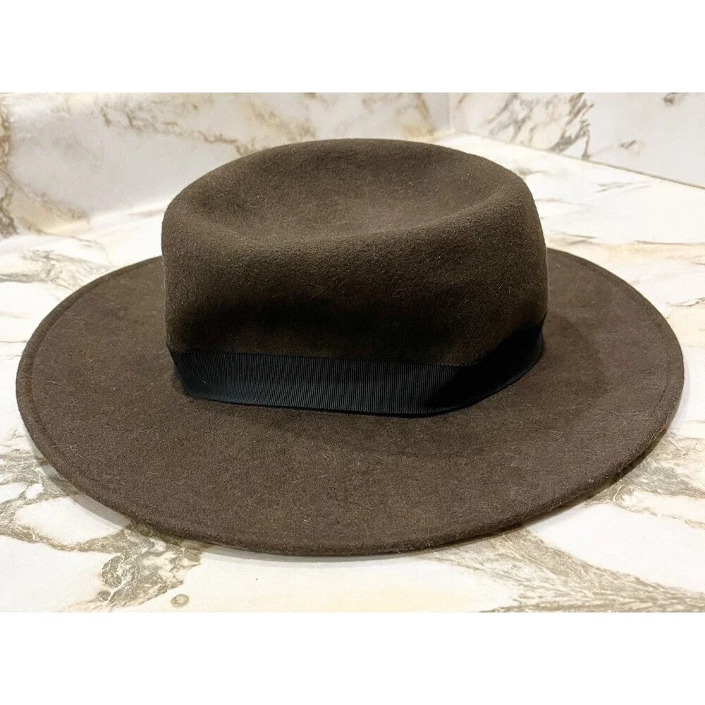 Vintage Bollman Doeskin 100% Wool Brown Wide Brim Fedora Hat USA Project